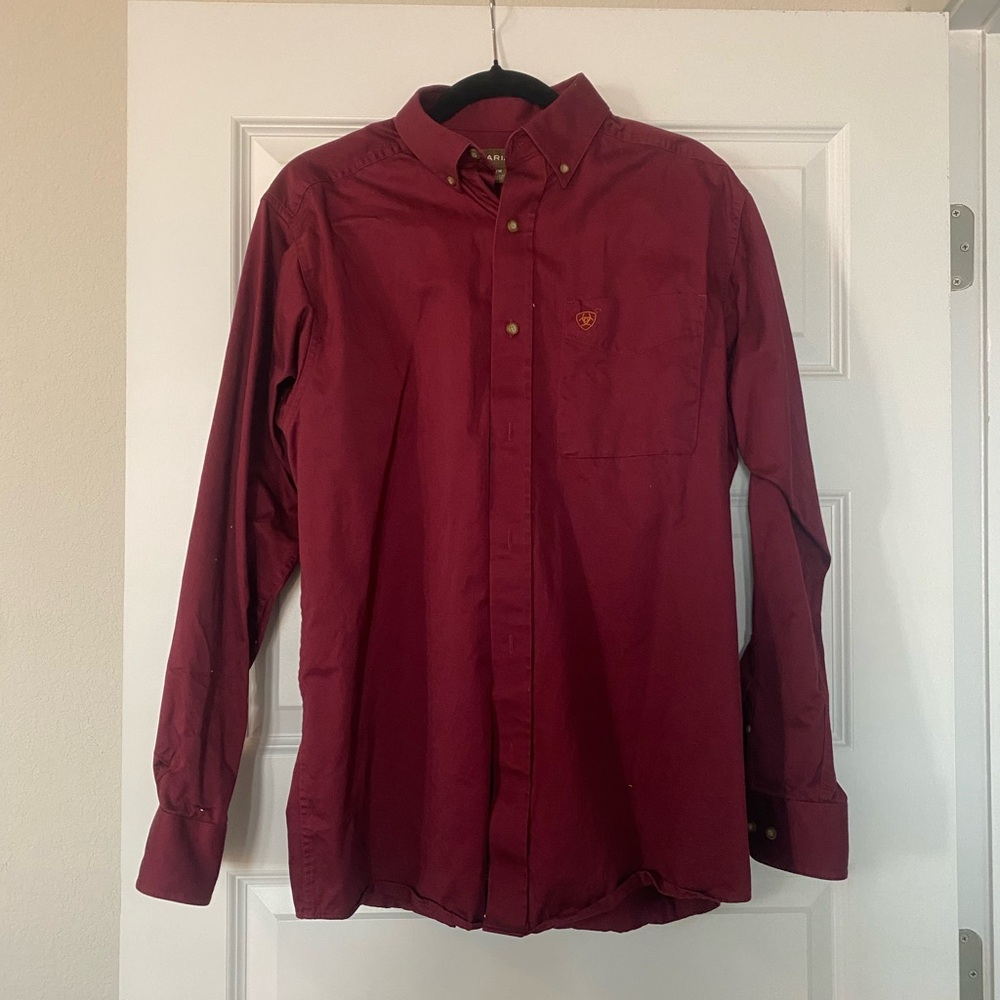 Ariat | Men's Burgundy Button-Down Shirt | Medium